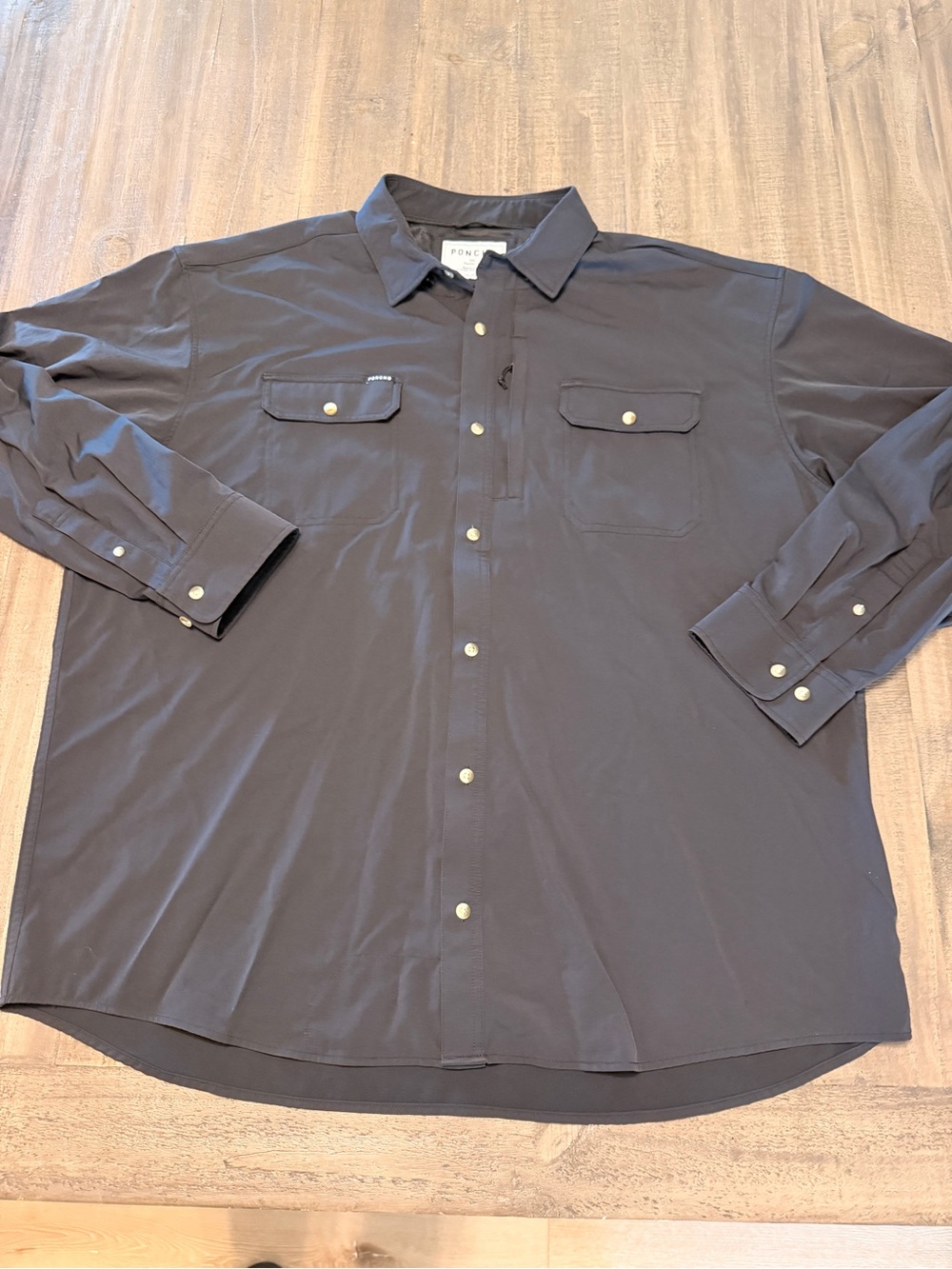 Poncho Shirt Mens XXL Regular Fit Long Sleeve Black Performance
